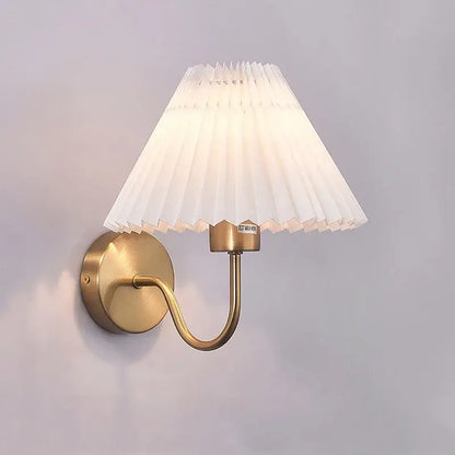 Pleated white cloth lampshade led wall lamp for bedroom living room