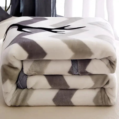 Plush black & white chevron winter raschel blanket bedroom throw