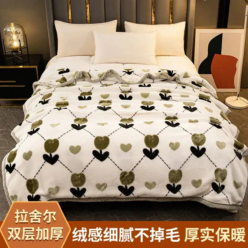 Plush black & white chevron winter raschel blanket bedroom throw
