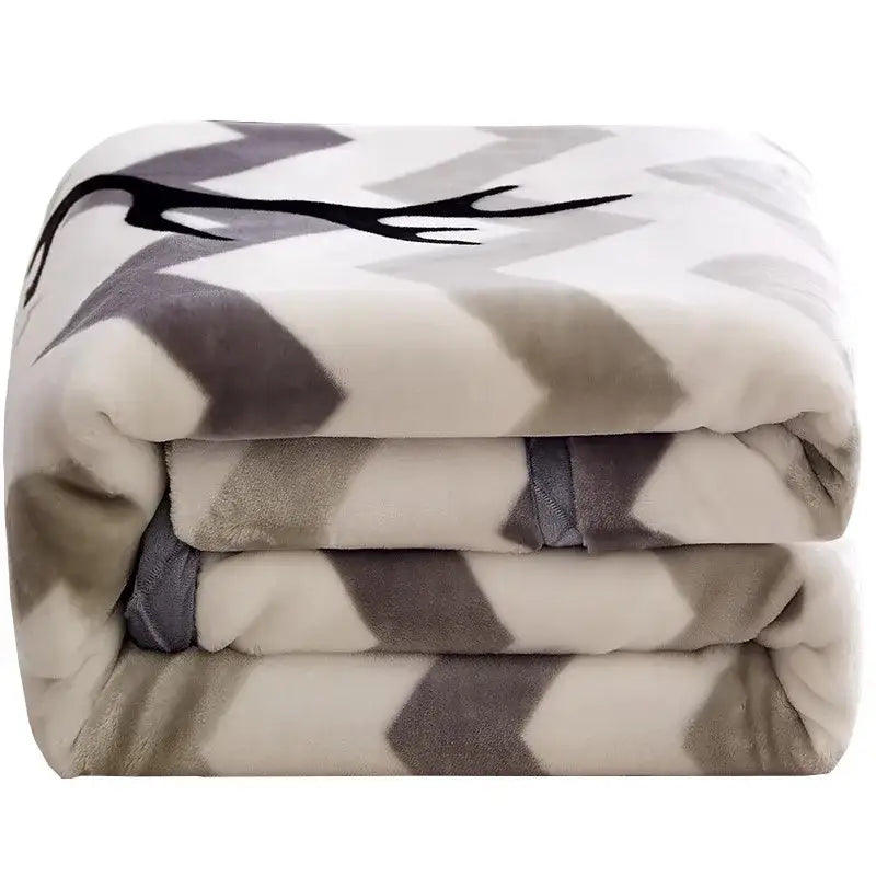 Plush black & white chevron winter raschel blanket bedroom throw