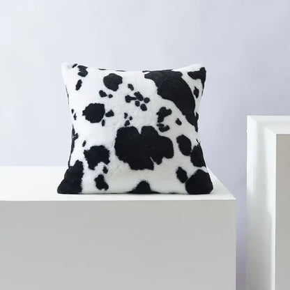 Plush black white flower cushion cover living room decor