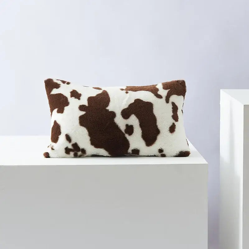 Plush black white flower cushion cover living room decor