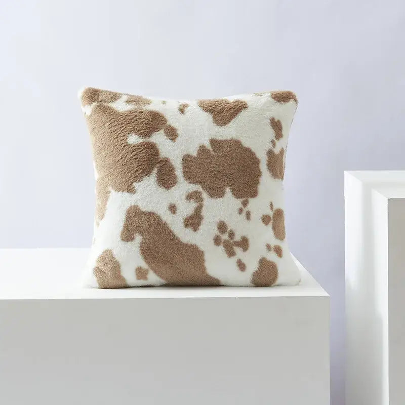 Plush black white flower cushion cover living room decor