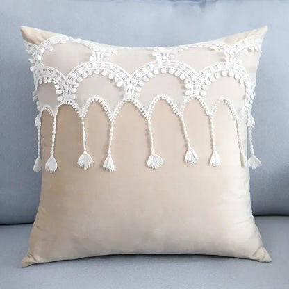 Plush black & white houndstooth cushion cover bedroom bow pillow