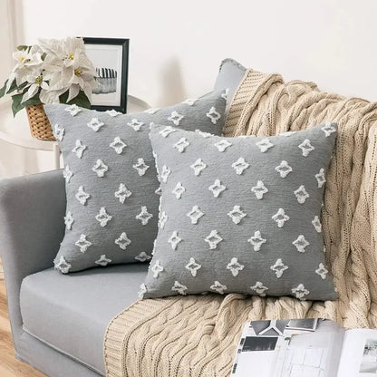 Plush black & white houndstooth cushion cover bedroom bow pillow