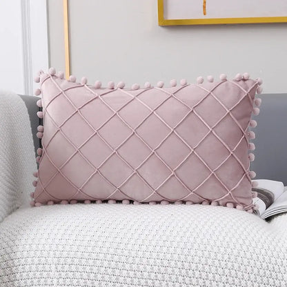 Plush black & white houndstooth cushion cover bedroom bow pillow