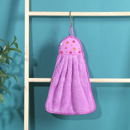Plush colorful patterned coral velvet hand towel for kitchen