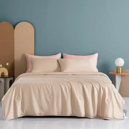 Plush cream cooling comforter silky soft bedroom quilt