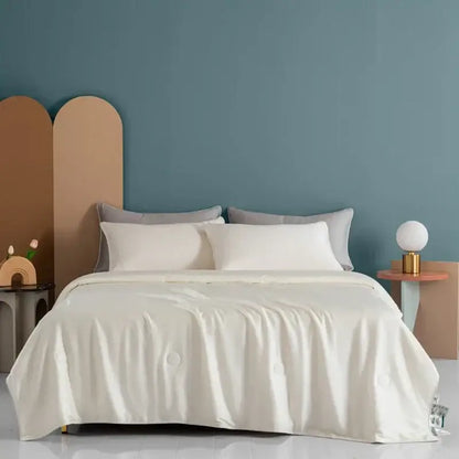 Plush cream cooling comforter silky soft bedroom quilt