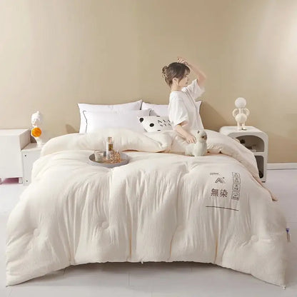 Plush cream cozy soy fiber quilt bedroom bedding