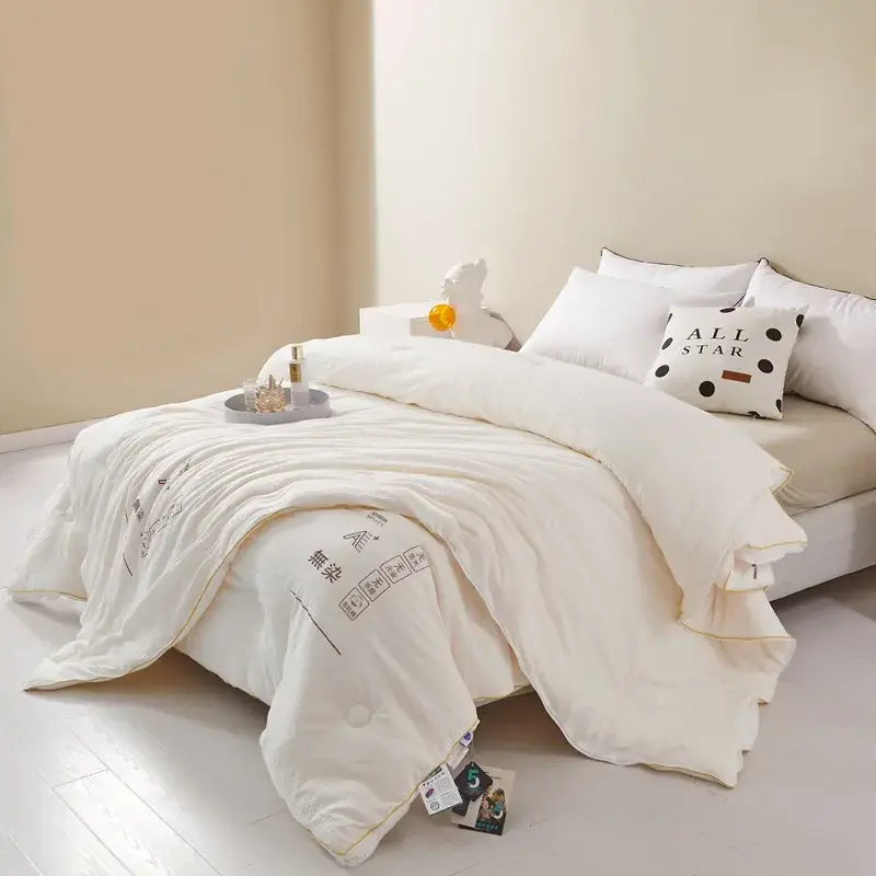 Plush cream cozy soy fiber quilt bedroom bedding