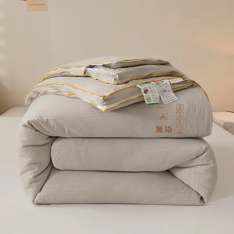 Plush cream cozy soy fiber quilt bedroom bedding