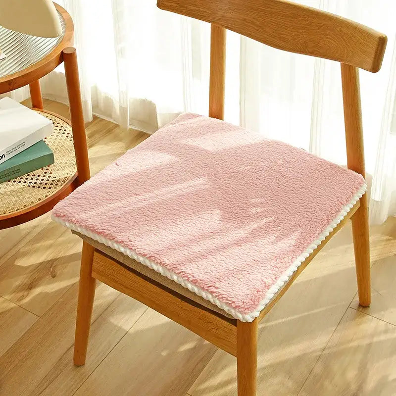 Plush cream lamb’s wool chair cushion dining room comfort