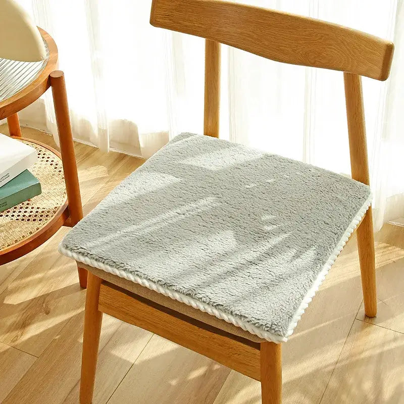 Plush cream lamb’s wool chair cushion dining room comfort