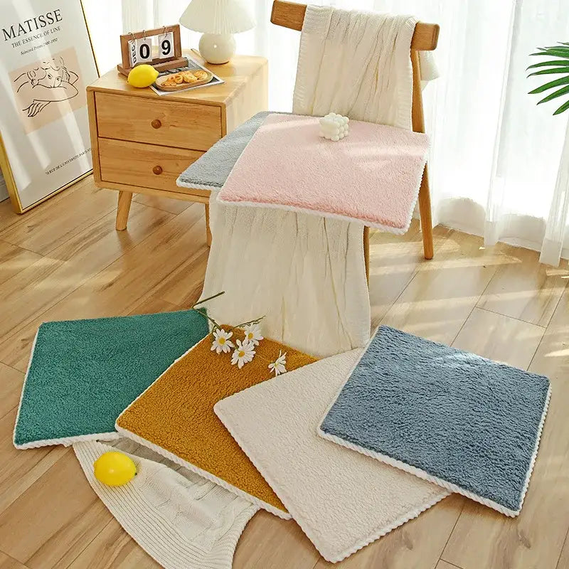 Plush cream lamb’s wool chair cushion dining room comfort