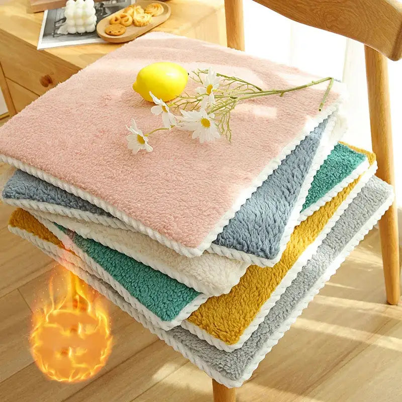 Plush cream lamb’s wool chair cushion dining room comfort