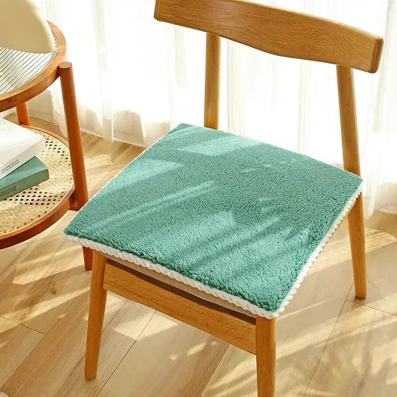 Plush cream lamb’s wool chair cushion dining room comfort