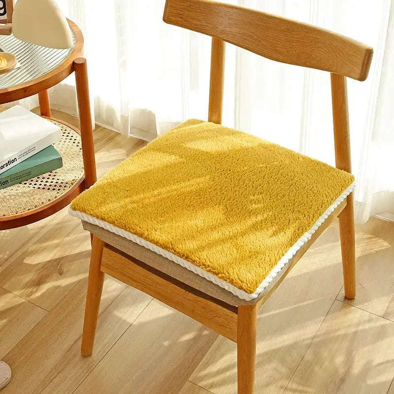 Plush cream lamb’s wool chair cushion dining room comfort