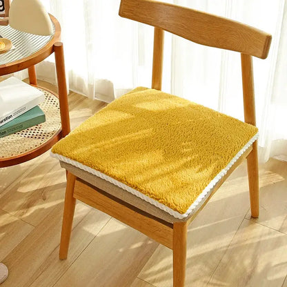 Plush cream lamb’s wool chair cushion dining room comfort