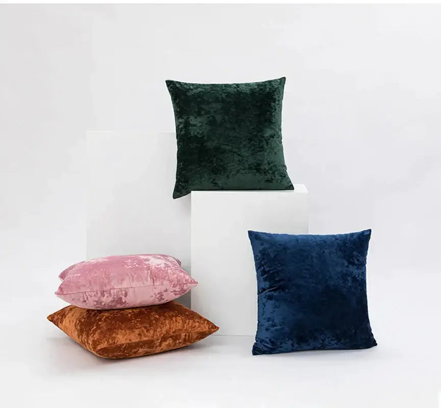 Plush dark grain velvet pillow cover living room decor