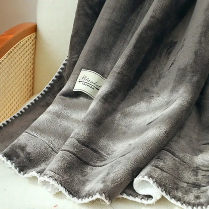 Plush dark gray double-layer warm blanket bedroom throw