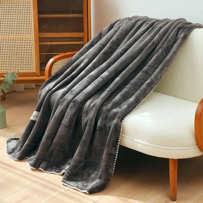 Plush dark gray double-layer warm blanket bedroom throw