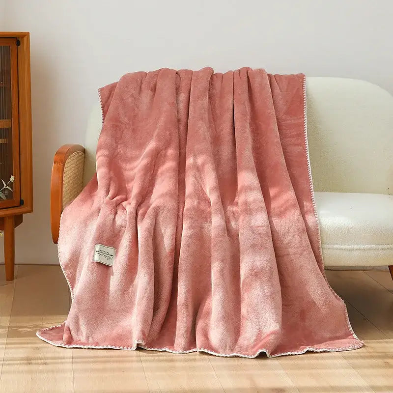 Plush dark gray double-layer warm blanket bedroom throw