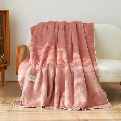 Plush dark gray double-layer warm blanket bedroom throw