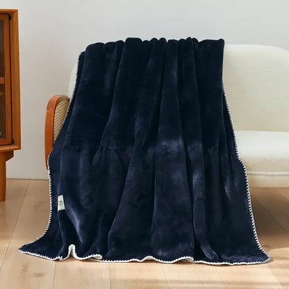 Plush dark gray double-layer warm blanket bedroom throw