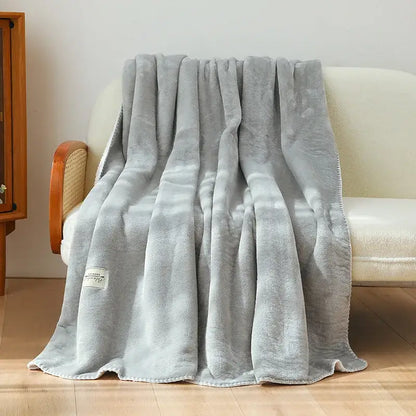 Plush dark gray double-layer warm blanket bedroom throw