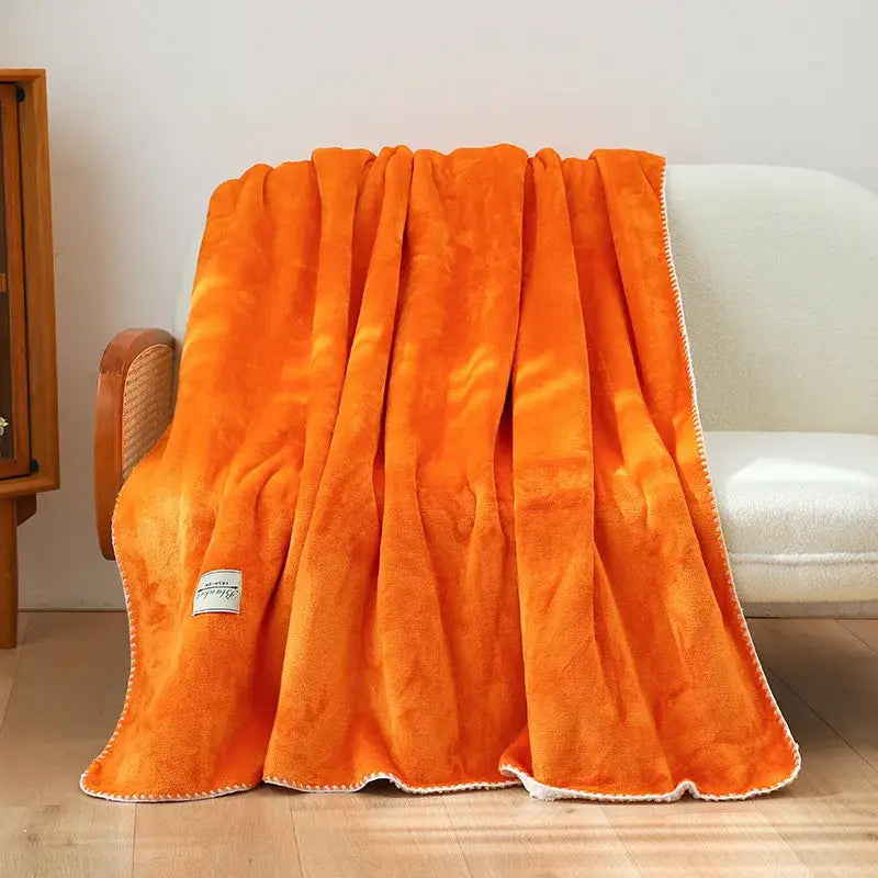 Plush dark gray double-layer warm blanket bedroom throw