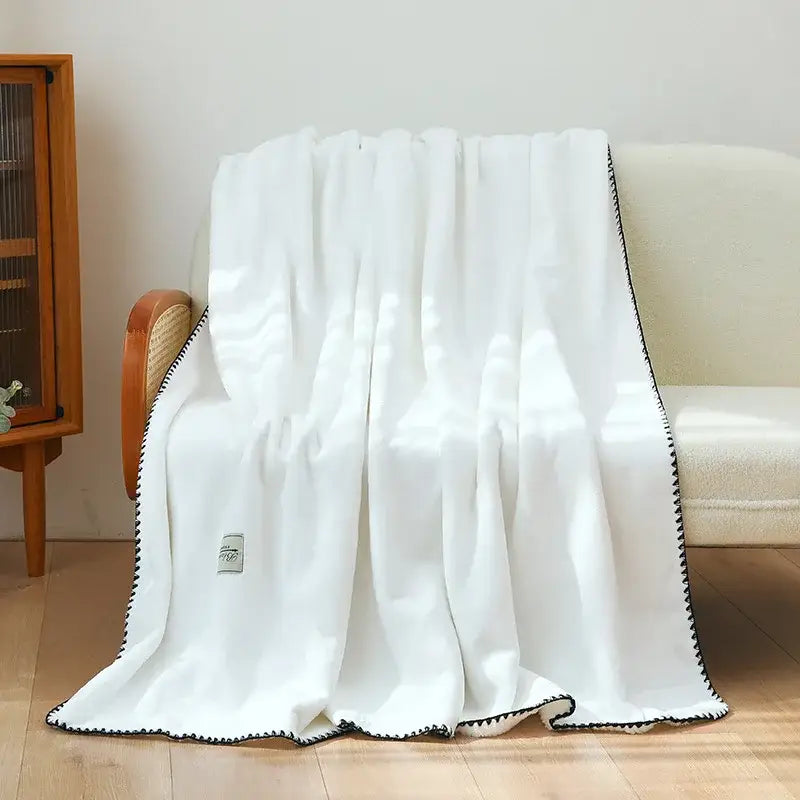 Plush dark gray double-layer warm blanket bedroom throw