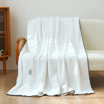 Plush dark gray double-layer warm blanket bedroom throw