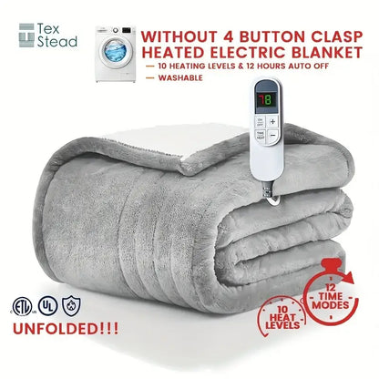 Plush deep red electric heated blanket bedroom throw with auto shut
