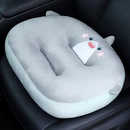 Plush gray cat shark cushion kids room seat pad