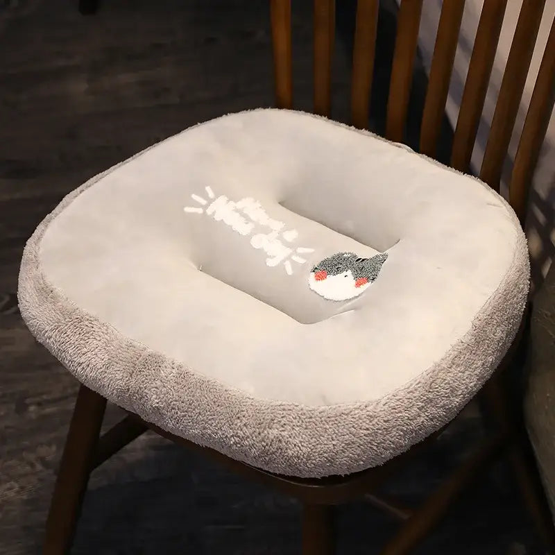Plush gray cat shark cushion kids room seat pad