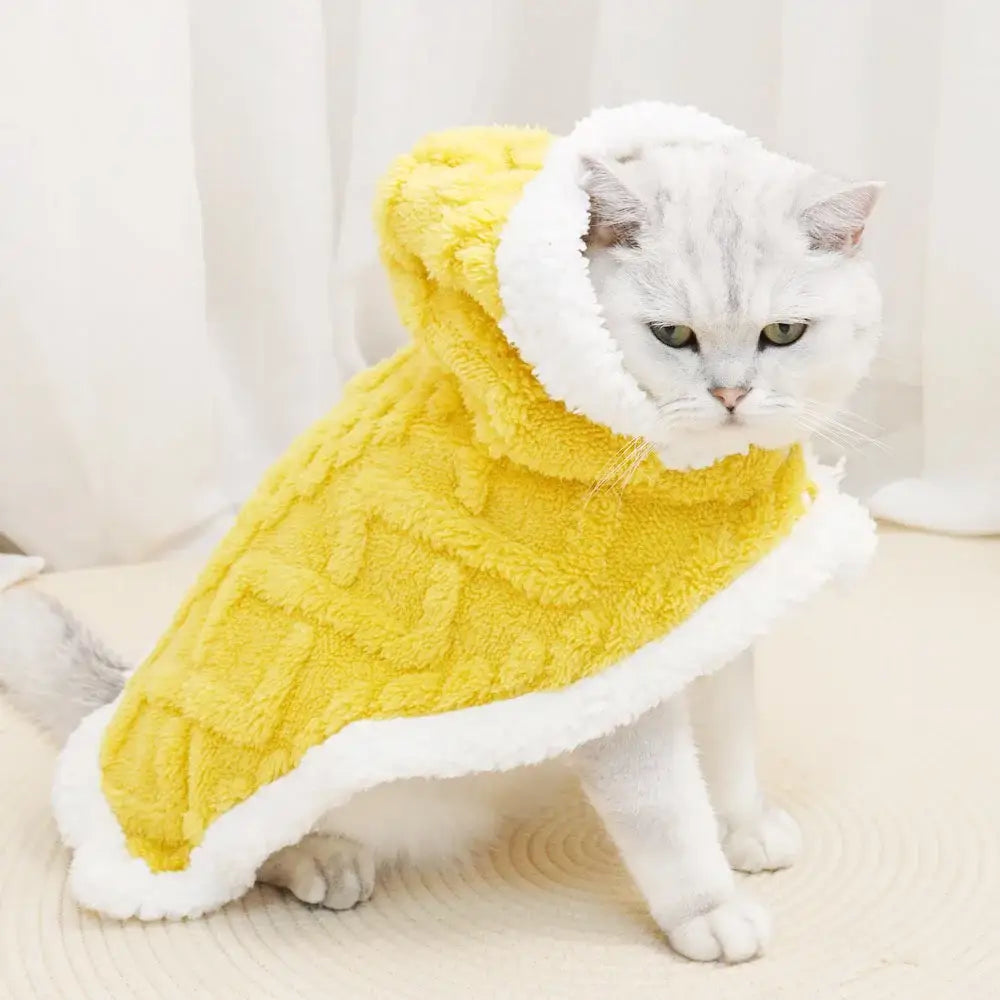 Plush gray & white cozy velvet pet blanket bedroom hooded dog coat