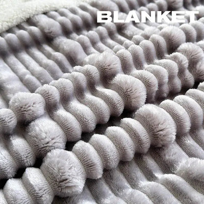 Plush gray & white ribbed sherpa blanket bedroom cozy lamb wool
