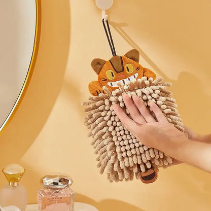 Plush orange & beige cat kitchen hand towel super absorbent microfiber