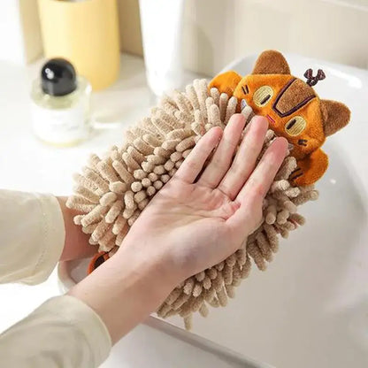 Plush orange & beige cat kitchen hand towel super absorbent microfiber