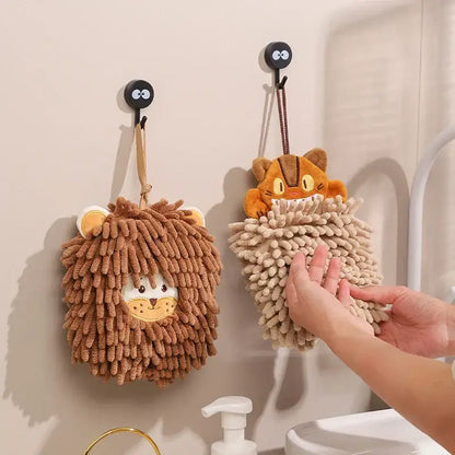 Plush orange & beige cat kitchen hand towel super absorbent microfiber