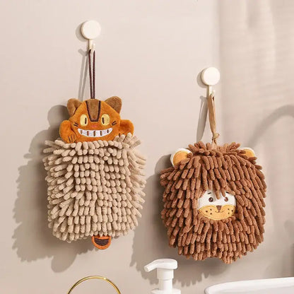 Plush orange & beige cat kitchen hand towel super absorbent microfiber