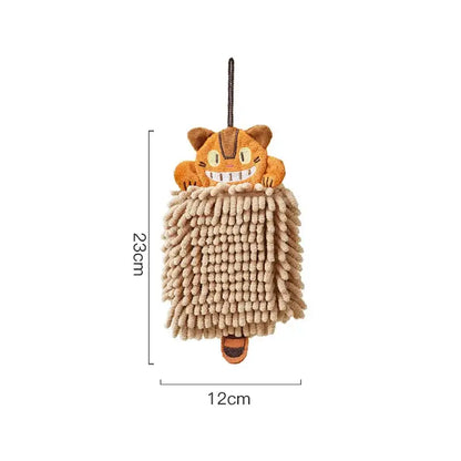 Plush orange & beige cat kitchen hand towel super absorbent microfiber