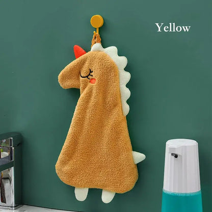 Plush unicorn light blue & tan double-layer coral velvet hand towel kitchen