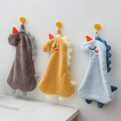 Plush unicorn light blue & tan double-layer coral velvet hand towel kitchen