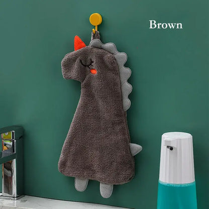 Plush unicorn light blue & tan double-layer coral velvet hand towel kitchen