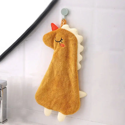 Plush unicorn light blue & tan double-layer coral velvet hand towel kitchen