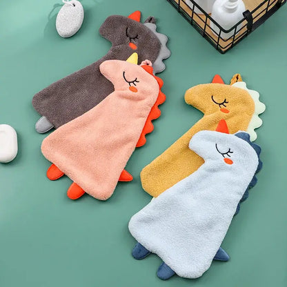 Plush unicorn light blue & tan double-layer coral velvet hand towel kitchen