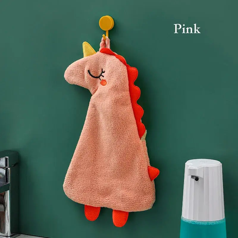 Plush unicorn light blue & tan double-layer coral velvet hand towel kitchen