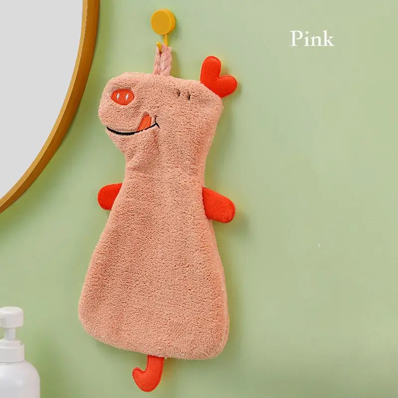 Plush unicorn light blue & tan double-layer coral velvet hand towel kitchen